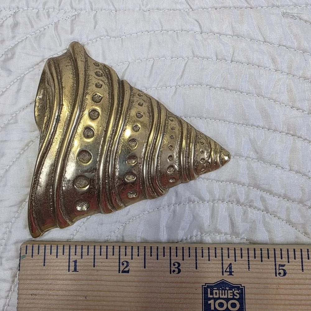 Vintage MCM Solid Brass Sea Shells Starfish Wall Hanging Decor Set of 4 Art Deco